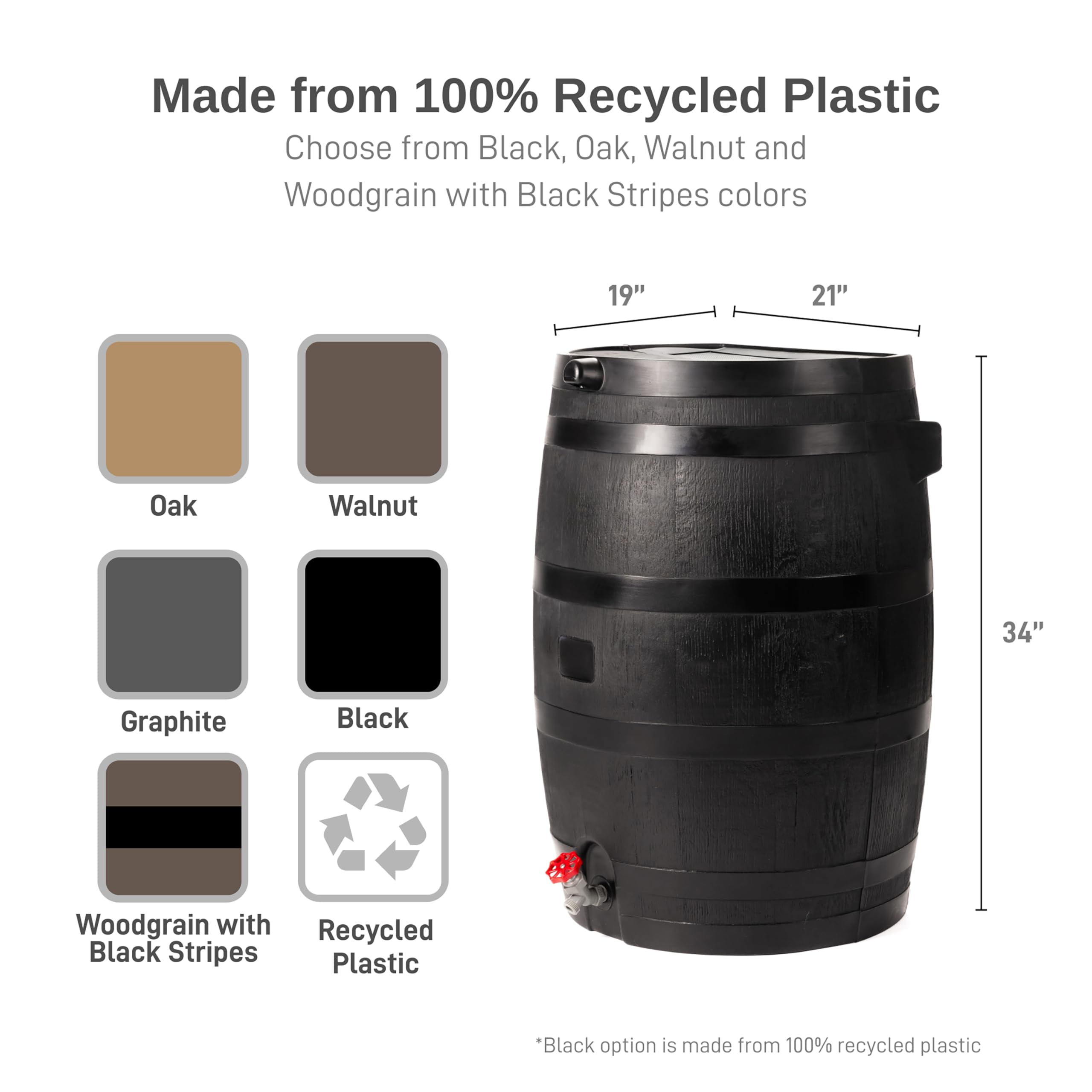 RTS Home Accents ECO rain barrel with soaker hose—efficient root watering for borders.