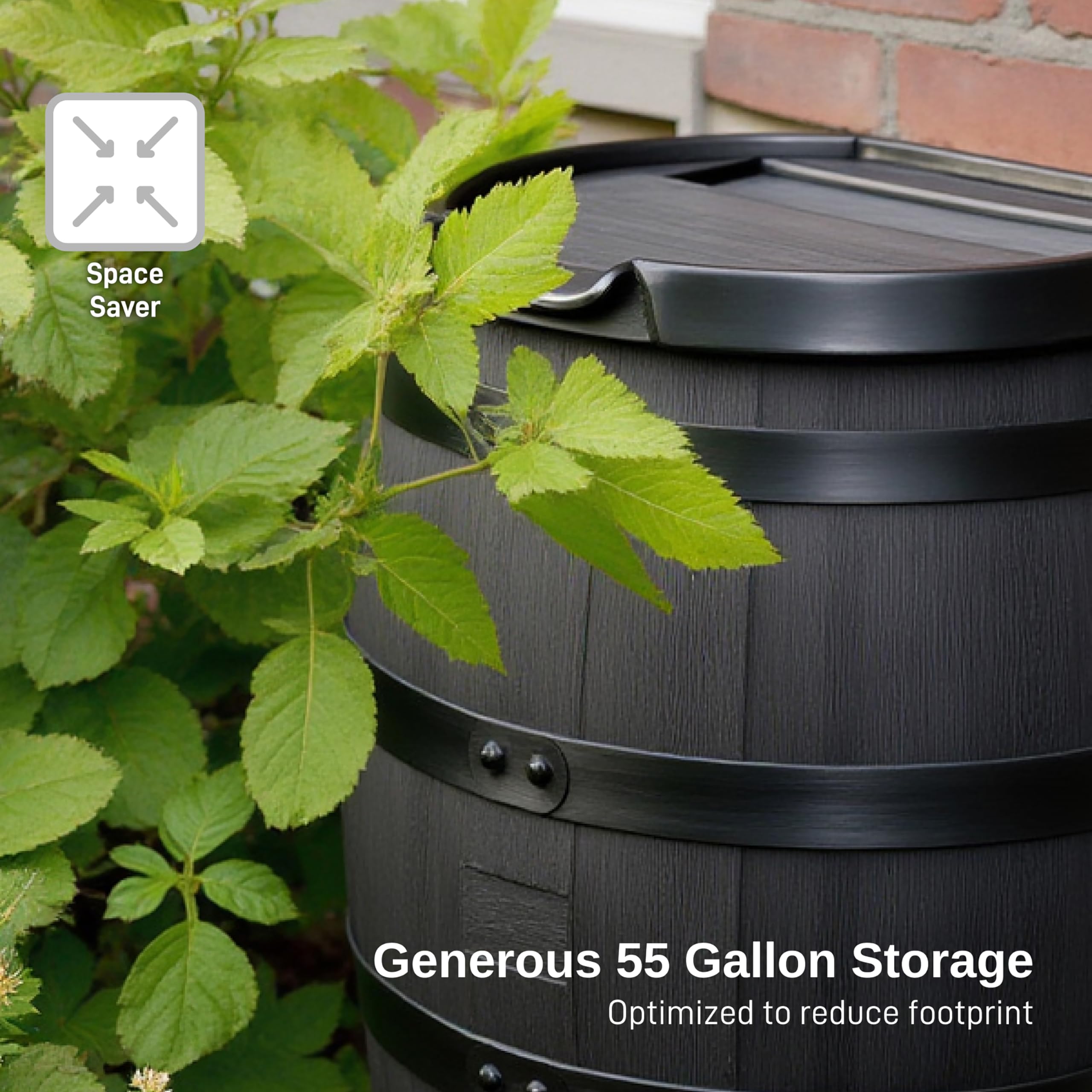 RTS Home Accents Premium 55-Gallon Eco Rain Barrel Premium Spigot for easy water retrieval
