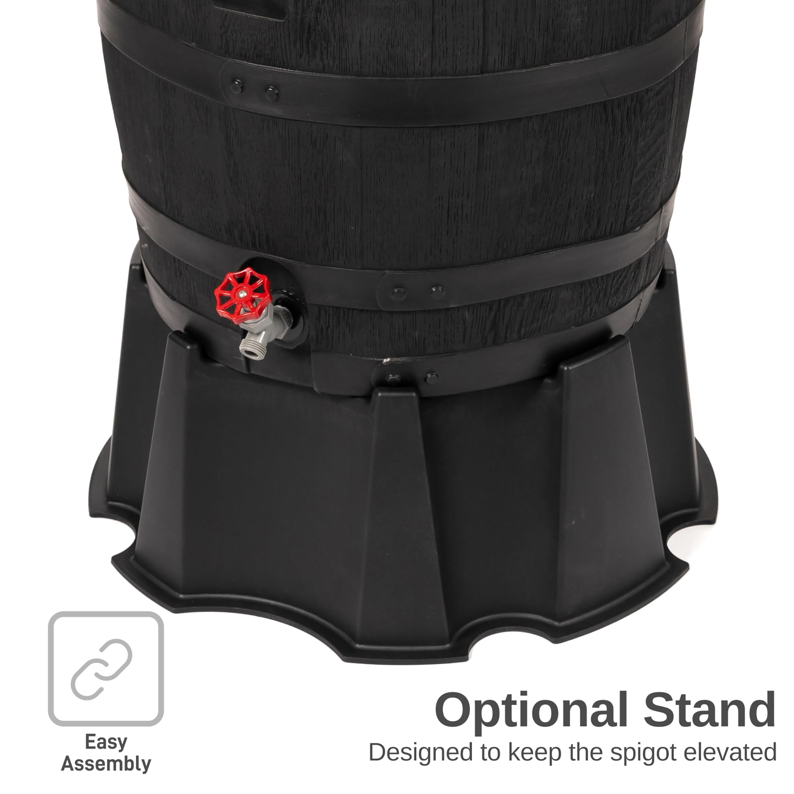 RTS Home Accents Premium 55-Gallon Eco Rain Barrel Stand Optional raises for easy draining