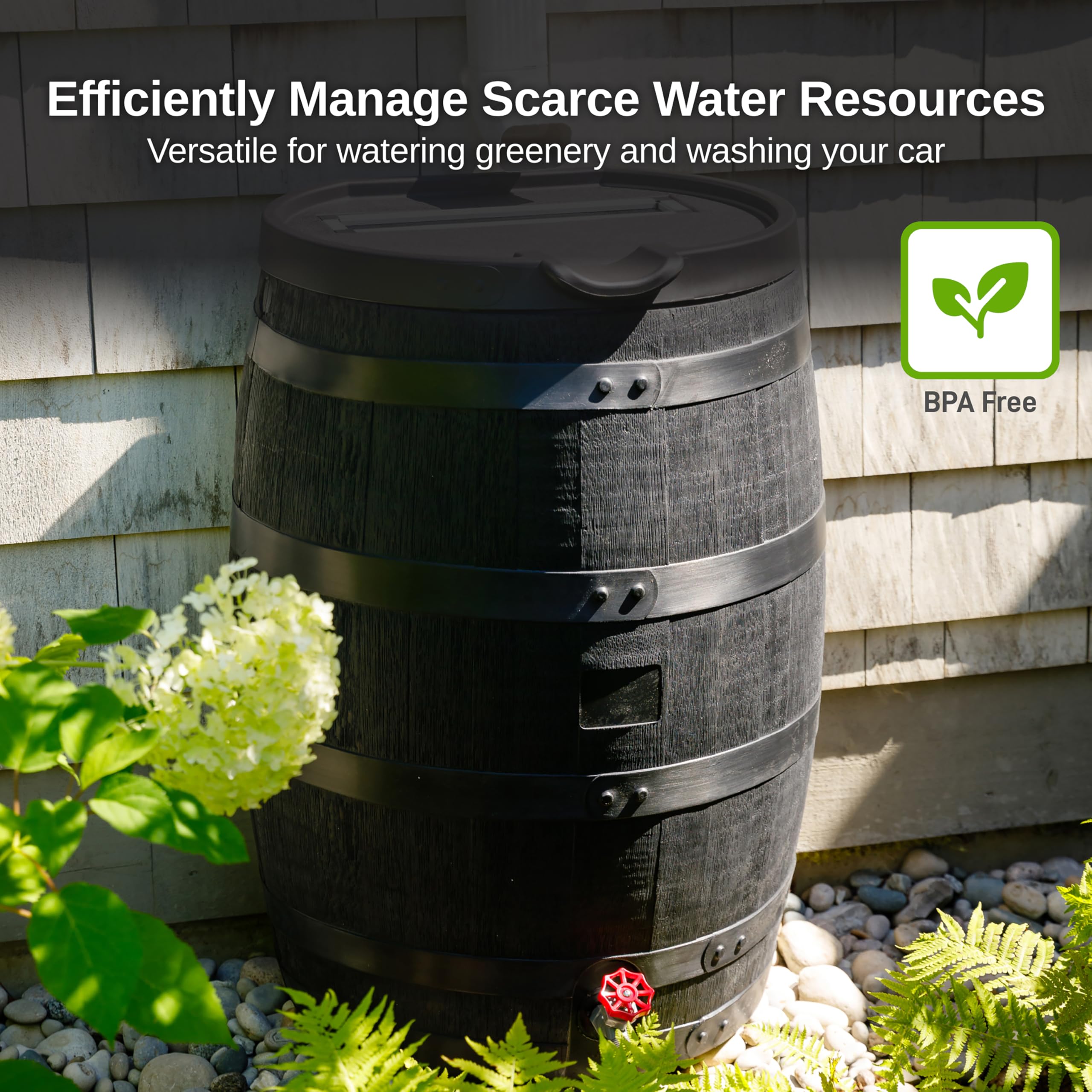 RTS Home Accents rain barrel overflow system redirects excess water