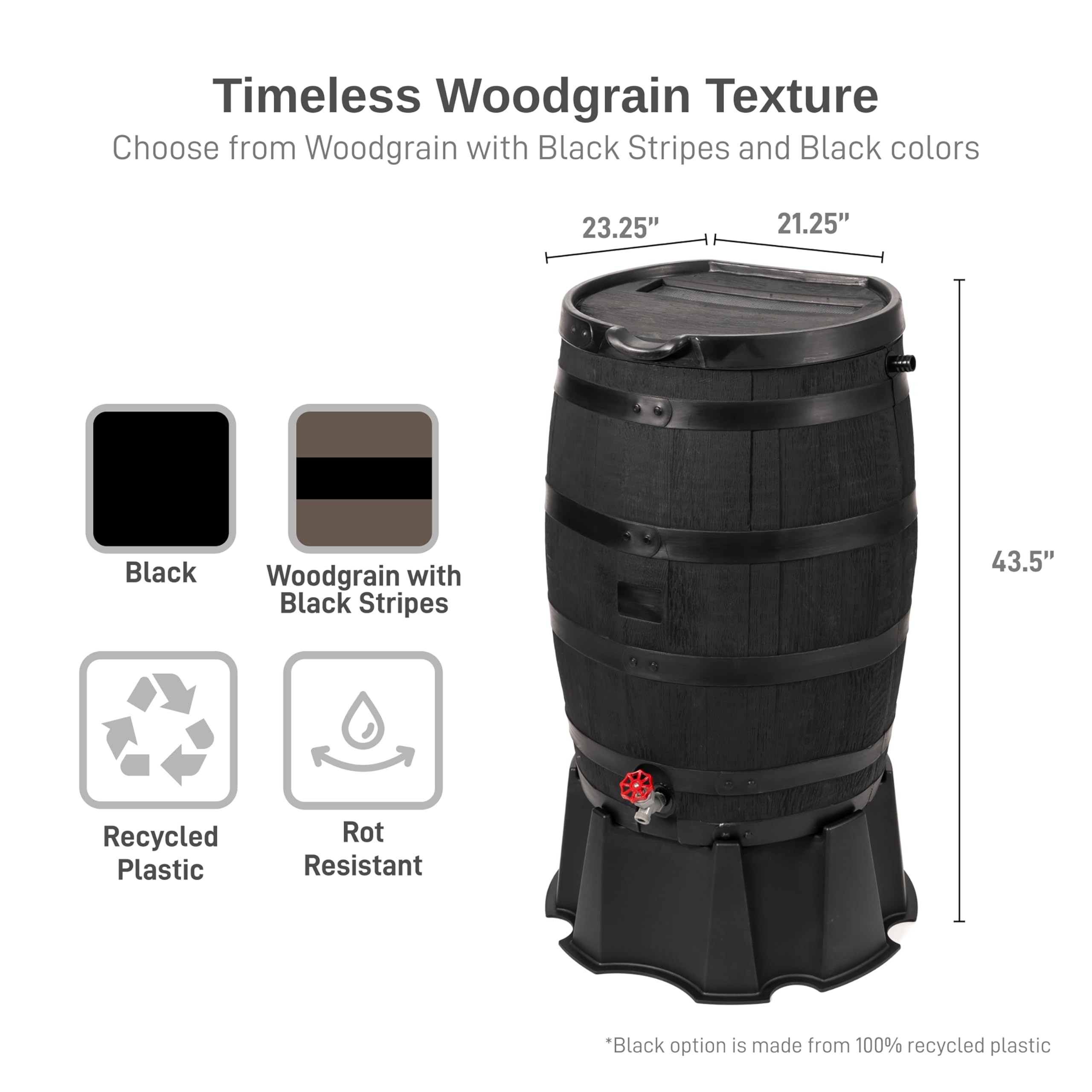 RTS Home Accents rain barrel stand elevates access to the spigot