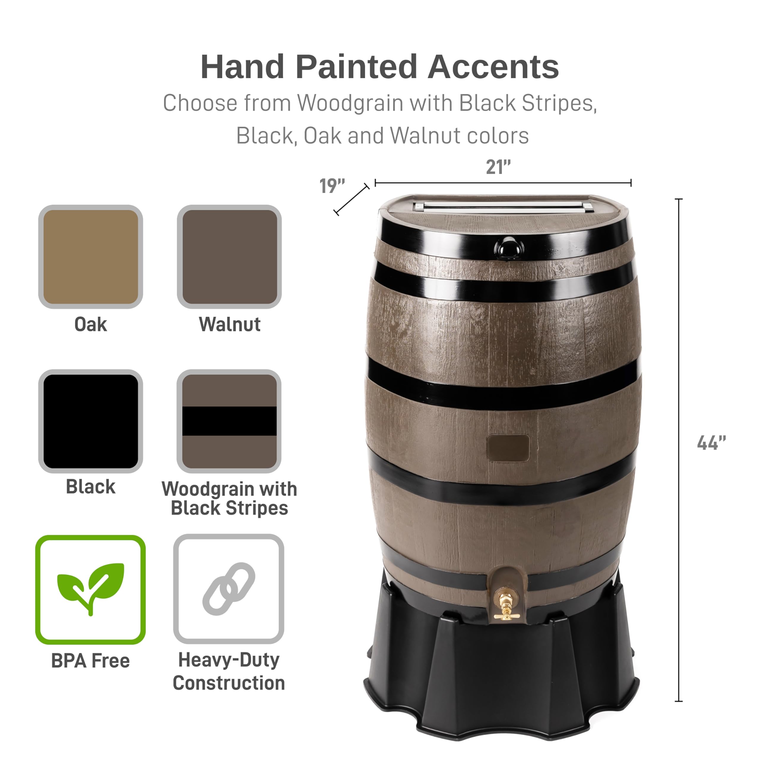 RTS Home Accents woodgrain finish with black stripes enhances outdoor decor.