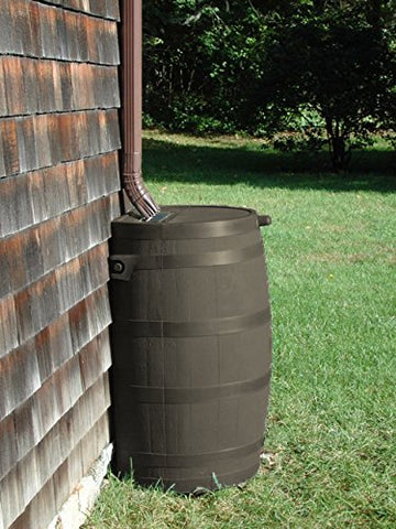 RTS Home Accents flat-back rain barrel fits snug against walls