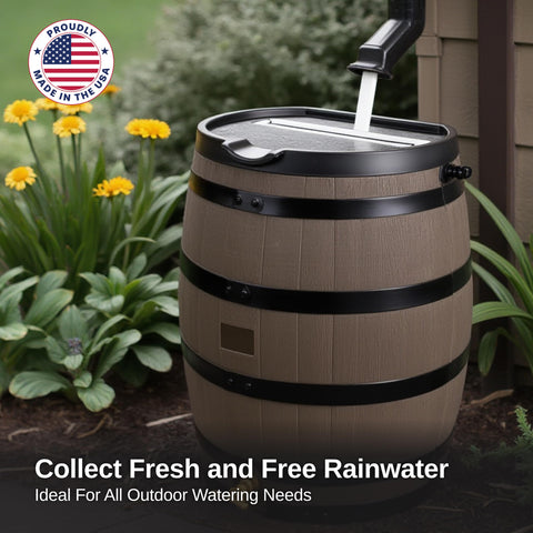 RTS Home Accents USA-made rain barrel supports domestic manufacturing.