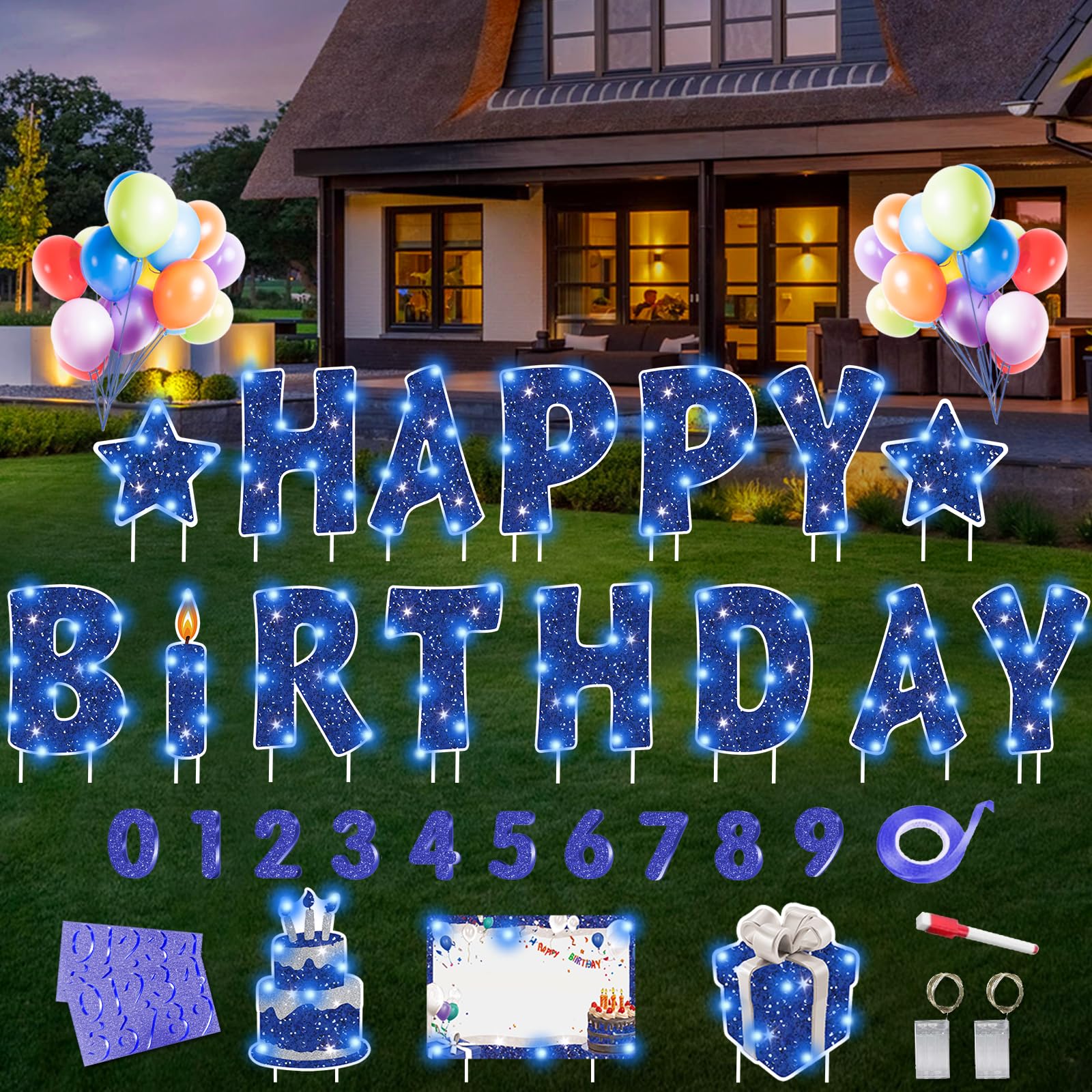 Rtshuok Happy Birthday yard sign letters illuminate outdoor celebrations