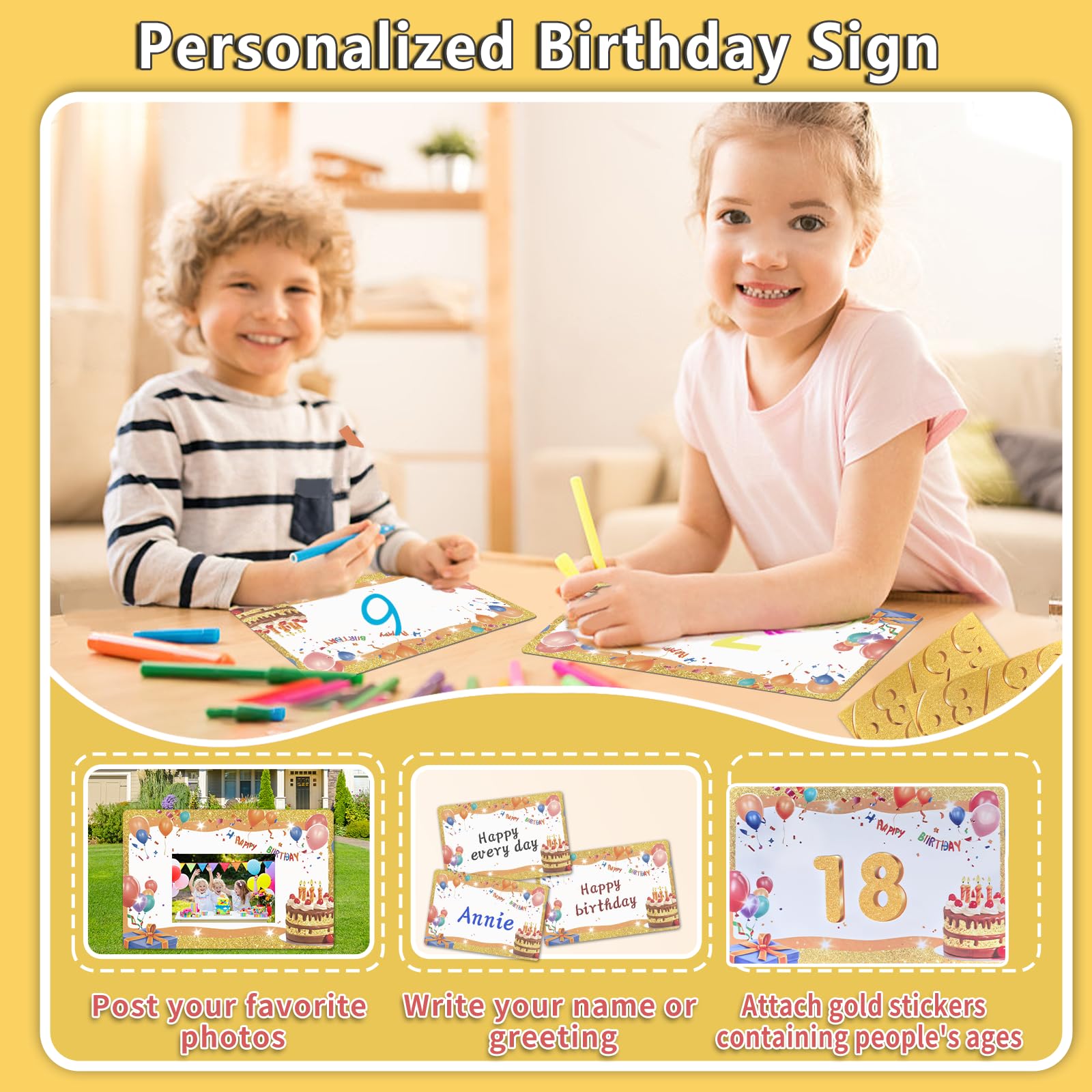 Rtshuok personalized age logo and stickers create a unique birthday display