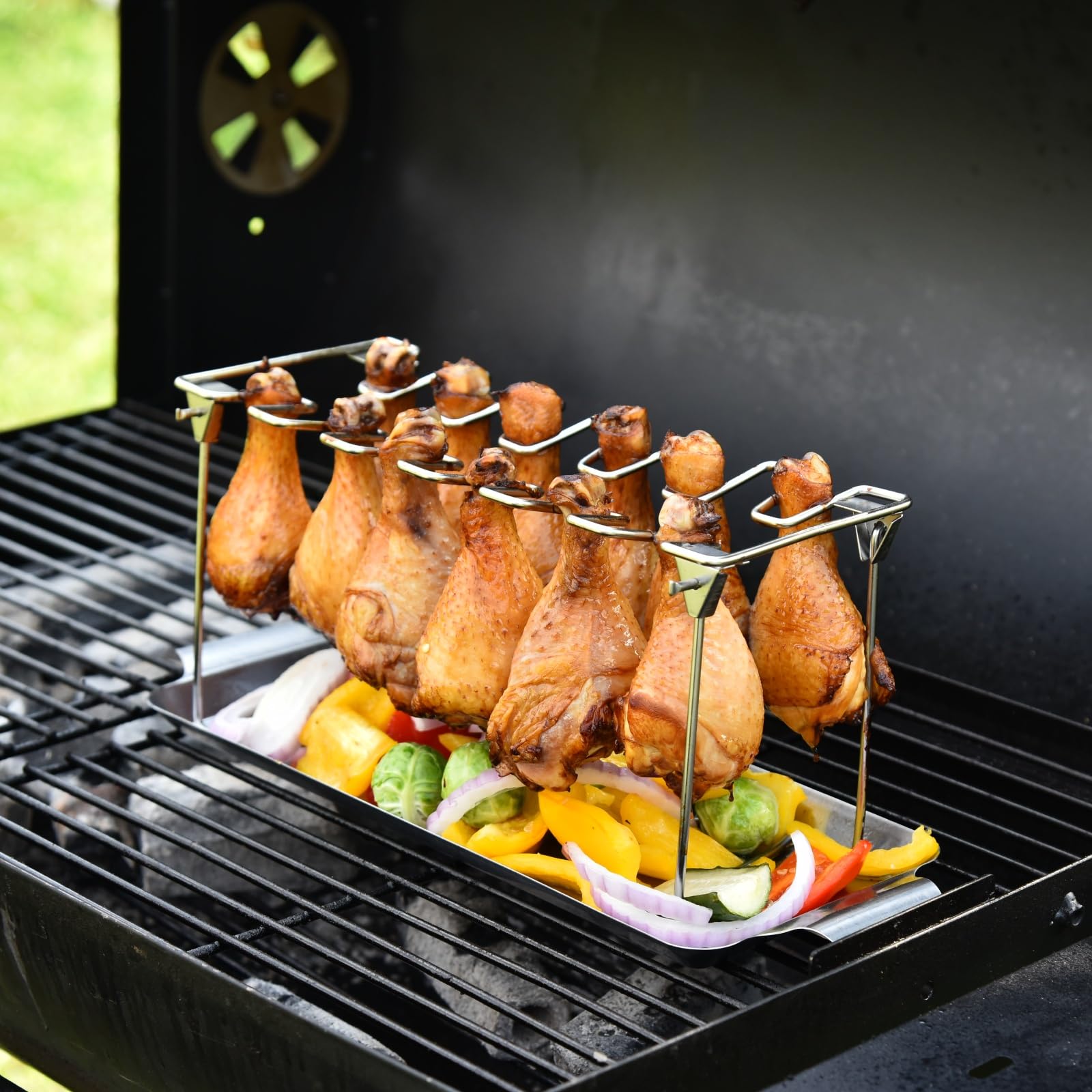 RTT 12-slot drumstick rack holds wings and legs evenly.
