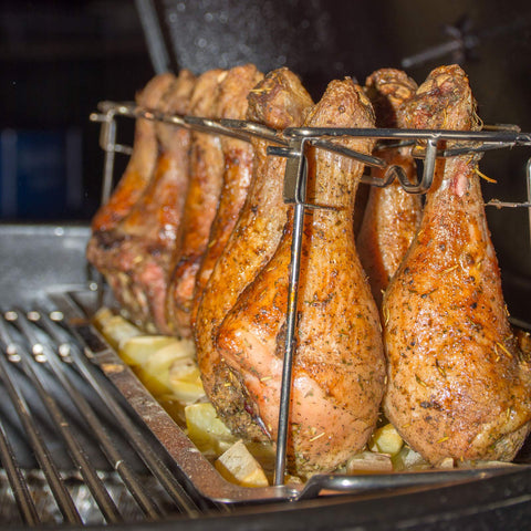 RTT chicken leg rack enhances grilling with efficient drips and even browning.