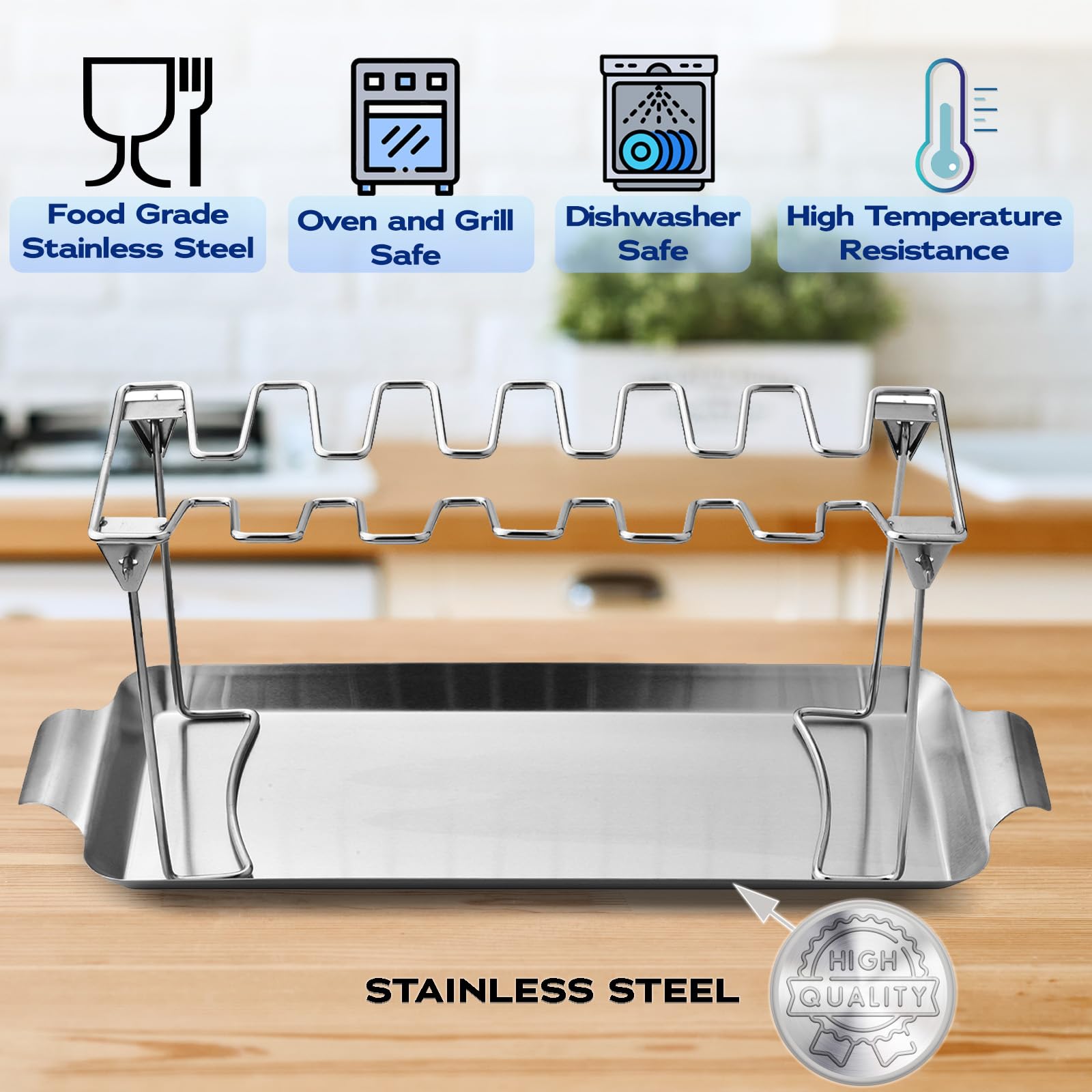 RTT chicken leg rack fits ovens, grills, and smokers for versatile cooking.