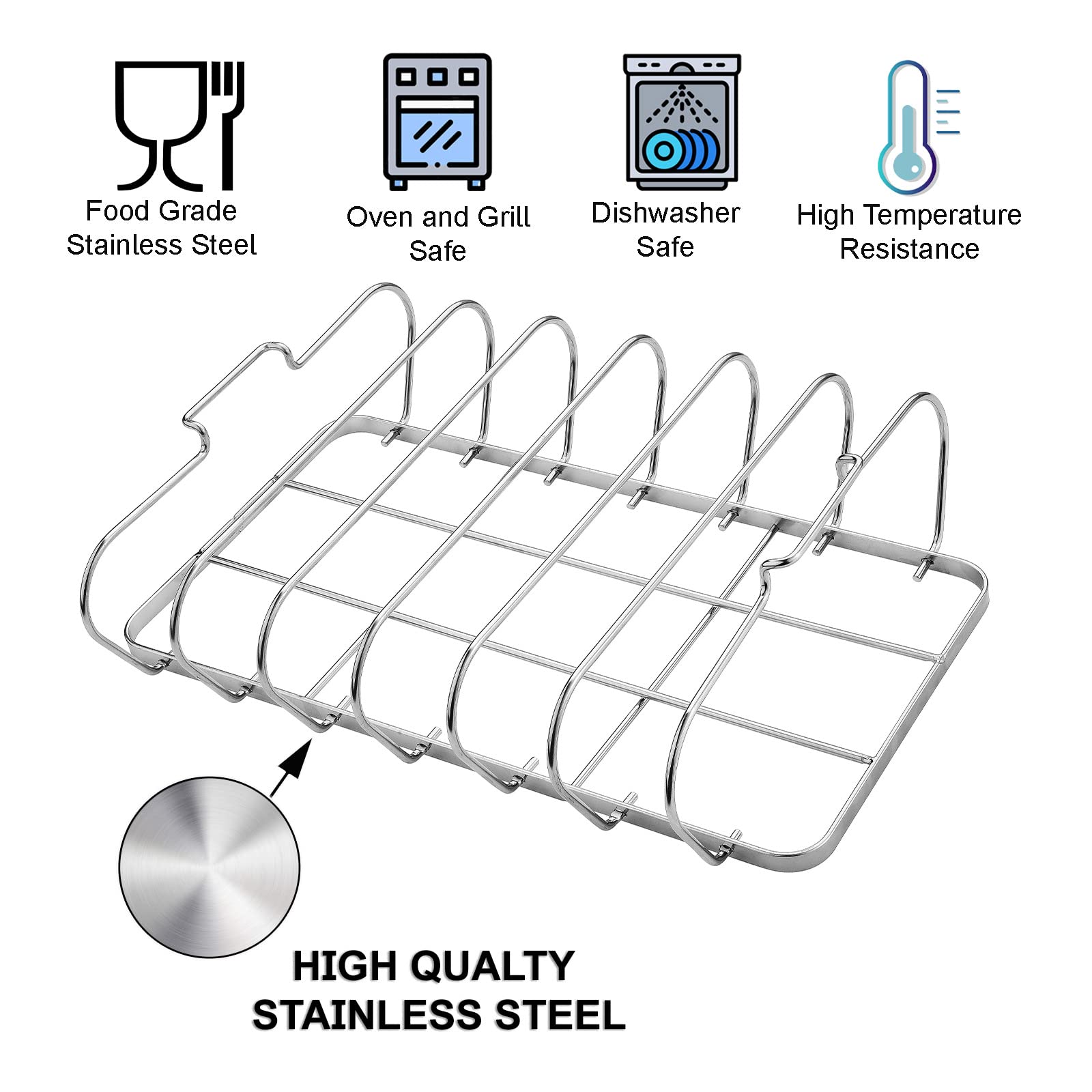 RTT even-heat design rib rack for consistent flavor and browning.