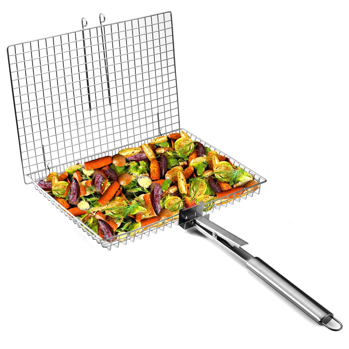 RTT grill basket with extra-large capacity for multiple items on the grill