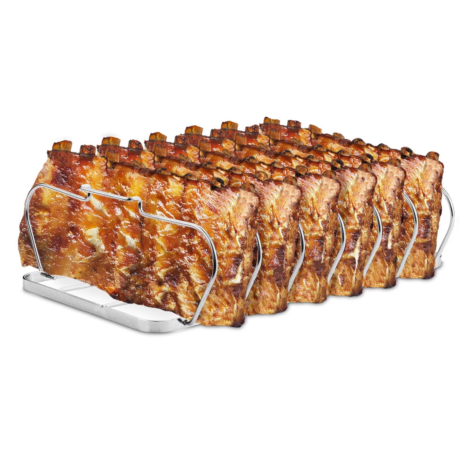 RTT stainless steel rib rack for dishwasher-safe, durable BBQ sessions.