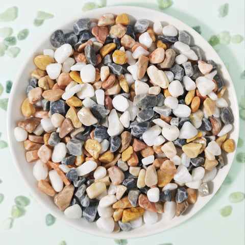RTUDOPUYT 3 lb pebbles for indoor plants, 6-9mm, ideal for planters.
