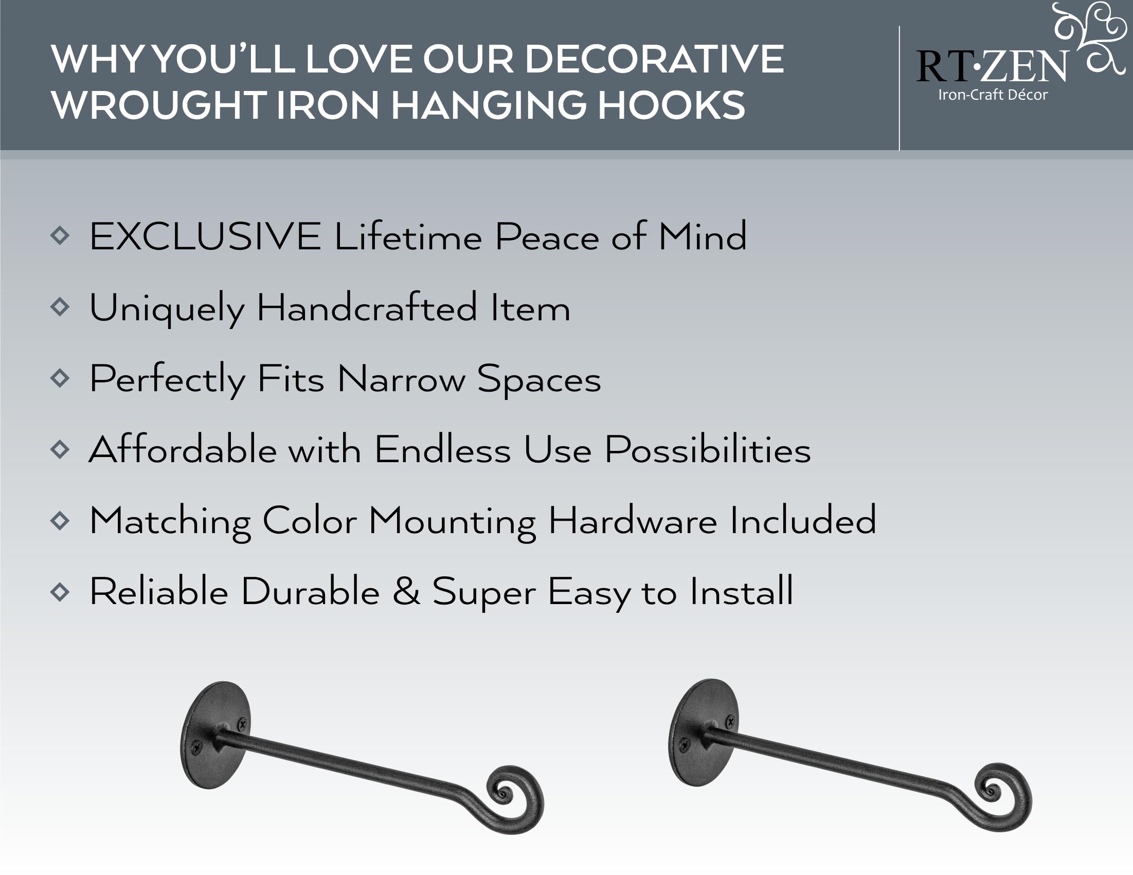 RTZEN heavy-duty wall bracket hook suitable for pots and lanterns