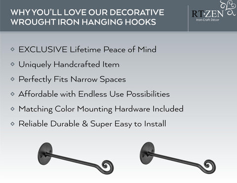 RTZEN heavy-duty wall bracket hook suitable for pots and lanterns