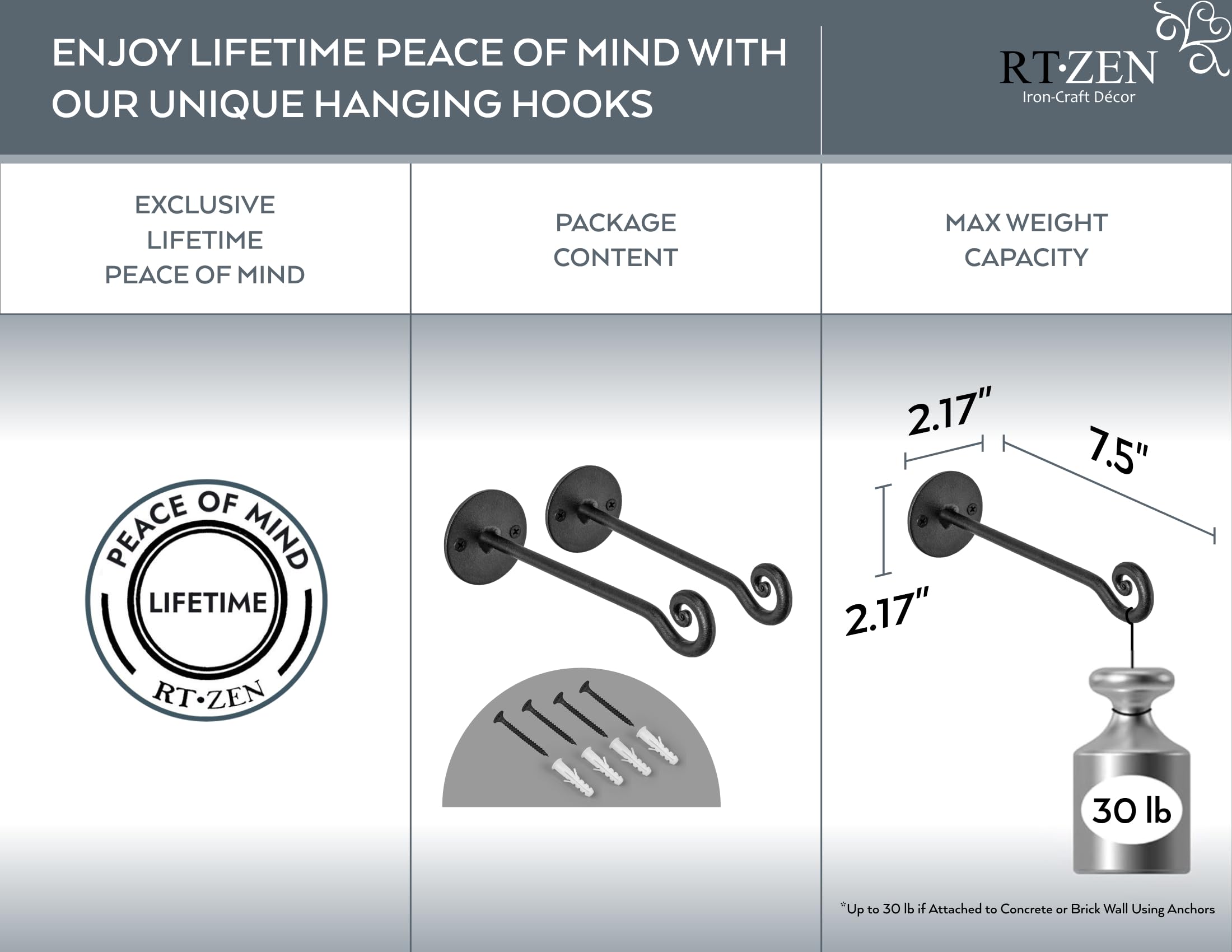 RTZEN multi-use hanger holds pots, feeders, or décor on walls or ceilings