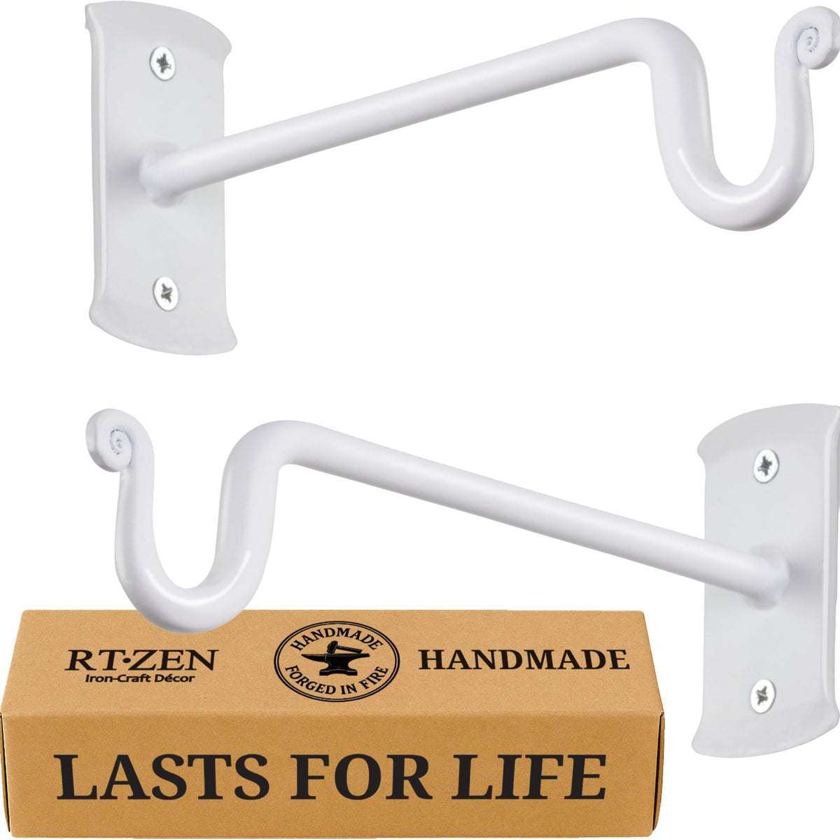 RTZEN plant hanger white shepherd hook holds pots securely indoors and outdoors