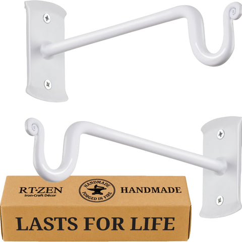 RTZEN plant hanger white shepherd hook holds pots securely indoors and outdoors
