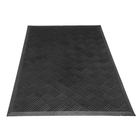 Rubber-Cal Dura-Scraper Checkered entrance mat front view showing durable, slip-resistant surface.