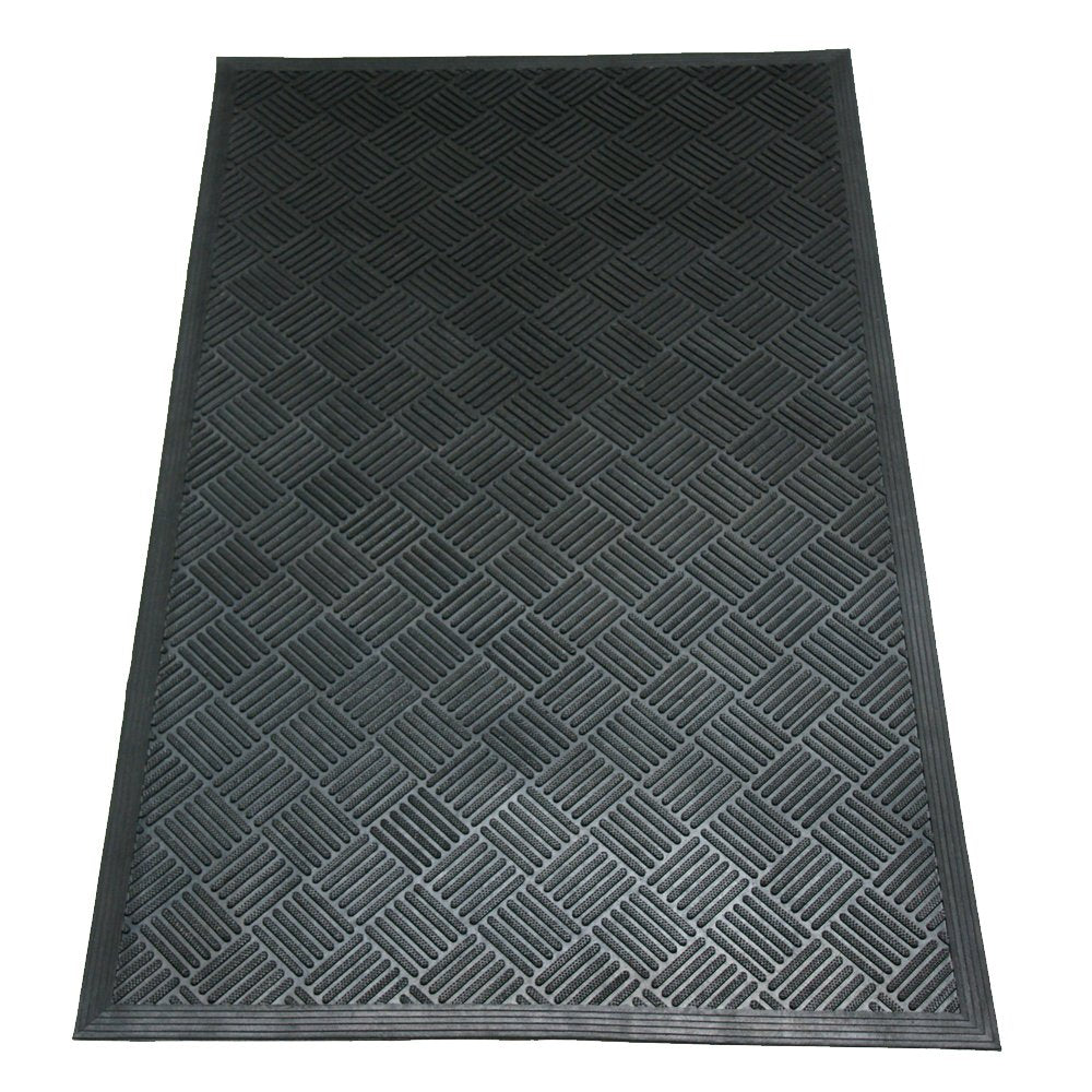 Rubber-Cal Dura-Scraper Checkered mat side profile highlighting a low-profile, sturdy design.
