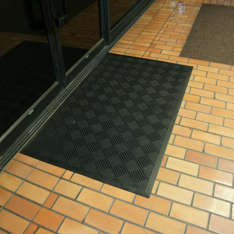 Rubber-Cal Dura-Scraper Checkered is easy to unroll for quick setup.