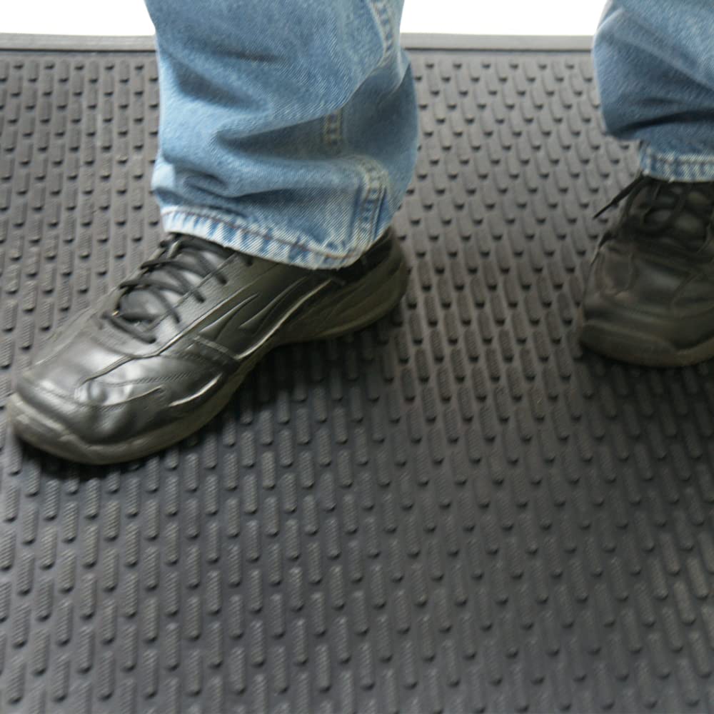 Rubber-Cal Dura-Scraper Linear black mat adds professional look