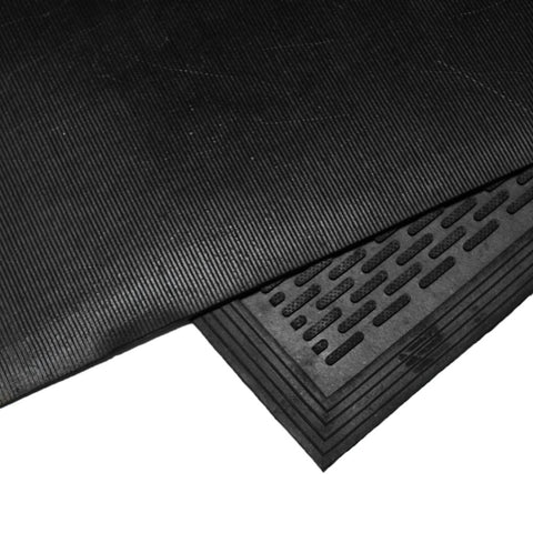 Rubber-Cal Dura-Scraper Linear raised protrusions scrape dirt and moisture effectively