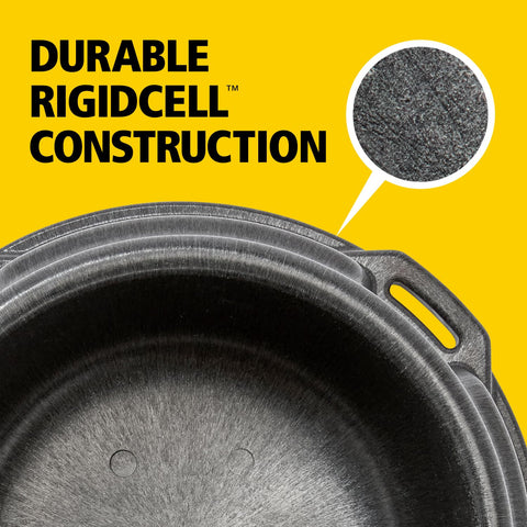 Rubbermaid Brute feeder interior smooth surface aids easy cleaning and reduces trap points.