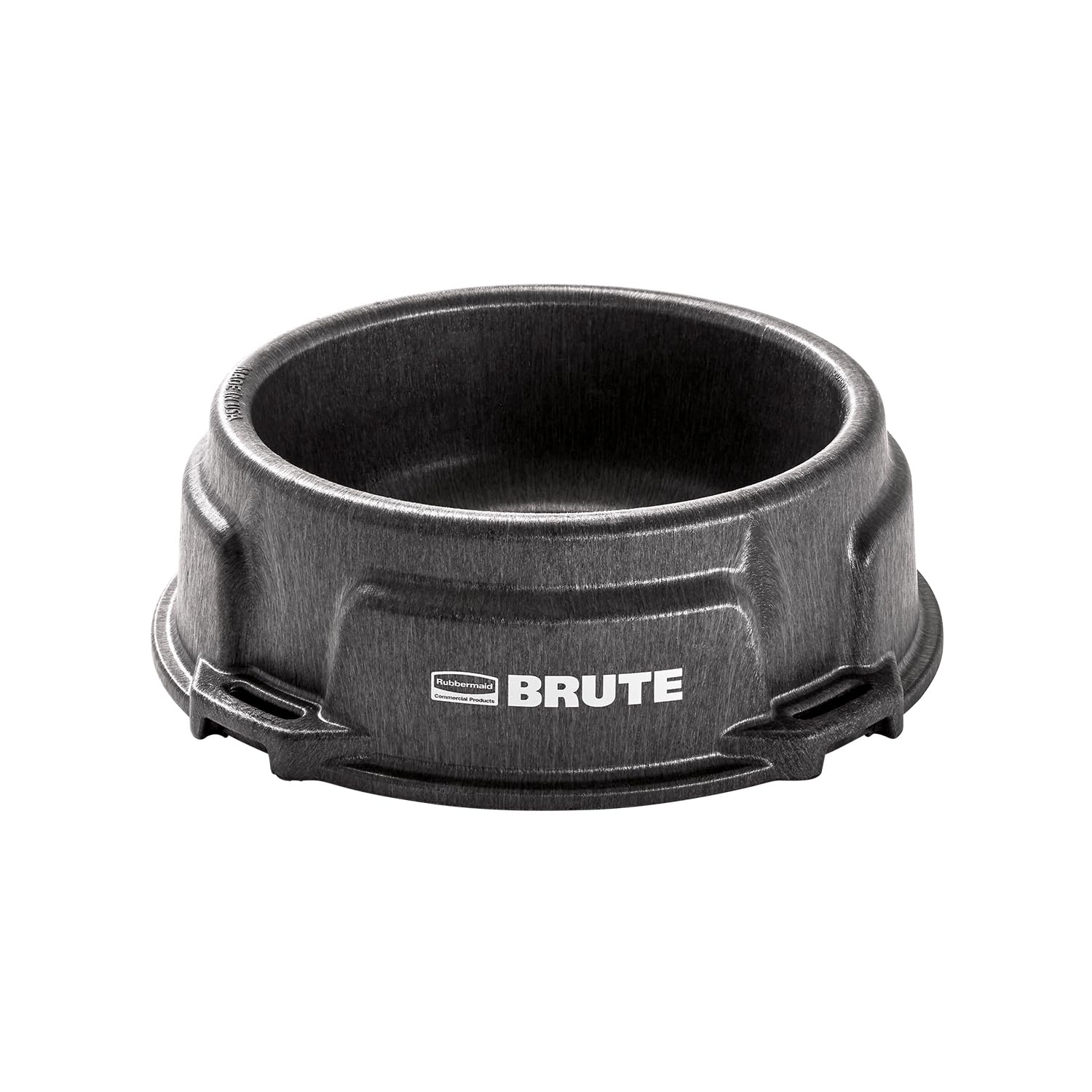 Rubbermaid Brute 1.25-gallon feeder top view showing stable placement for clean feeding.