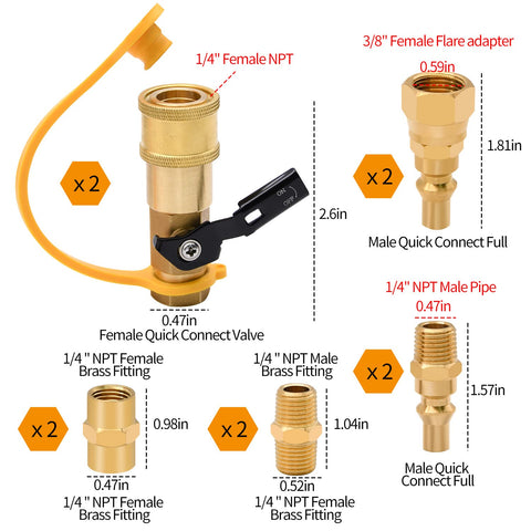 RubyQ brass quick connect fittings close-up showing durable construction
