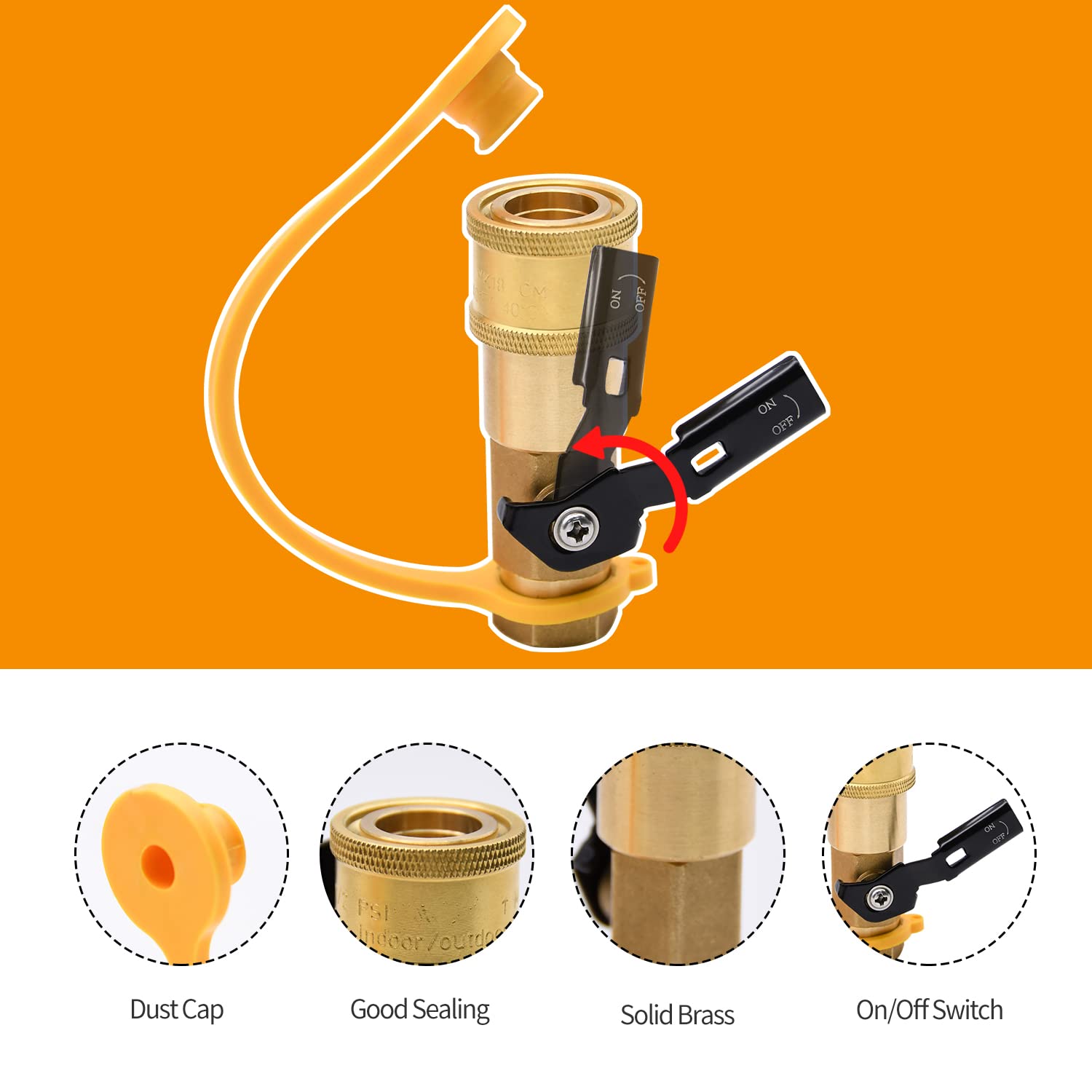 RubyQ shutoff valve detail illustrating simple on/off control during grilling