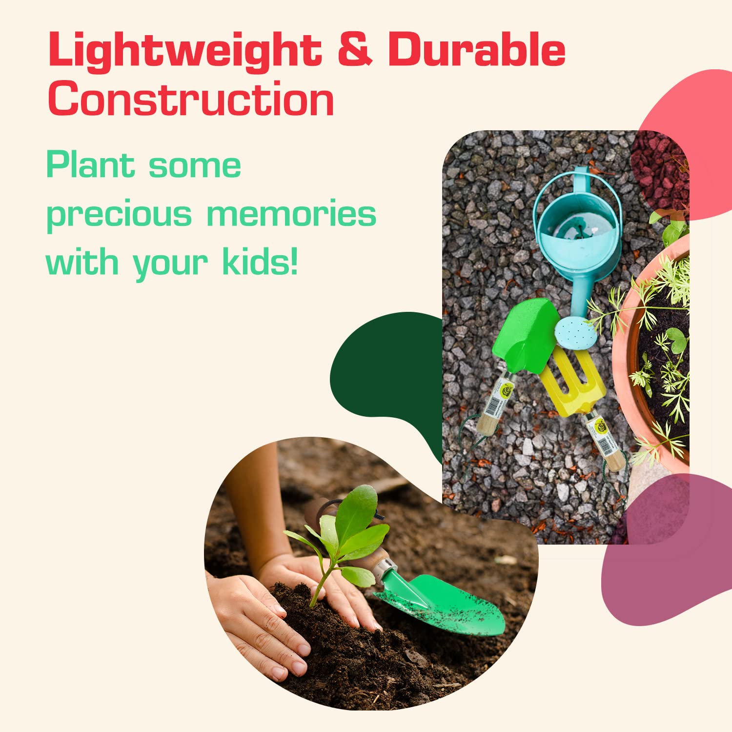 Rugg Kids Garden Trowel green color designed for small hands.