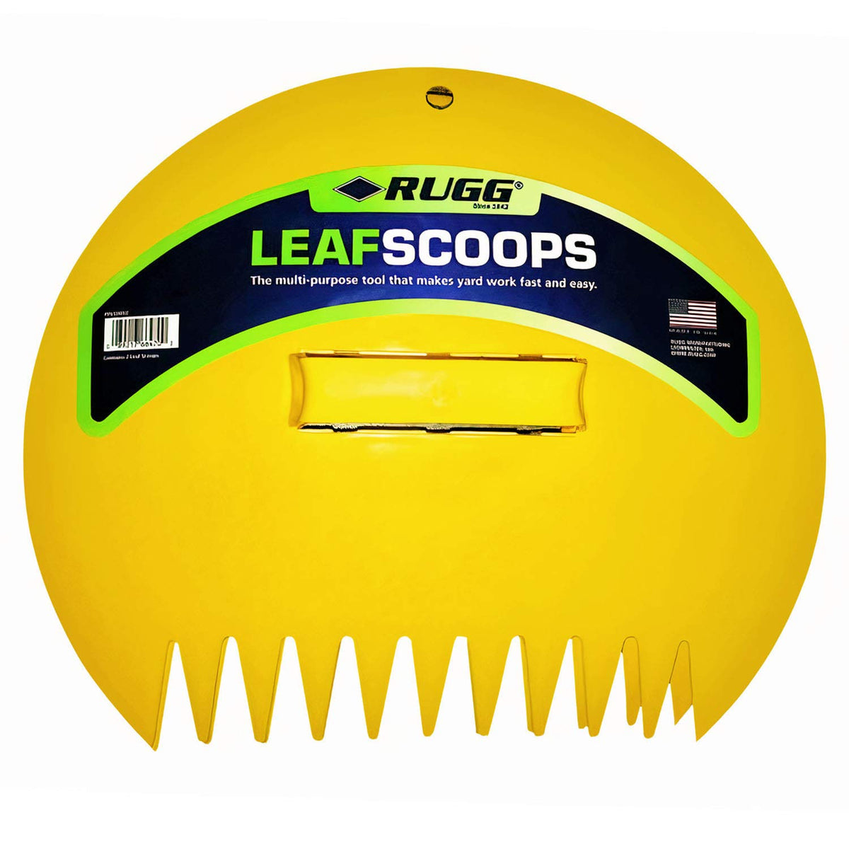 Rugg Original Leaf Scoops used in dual-handed grip for quick yard cleanup.