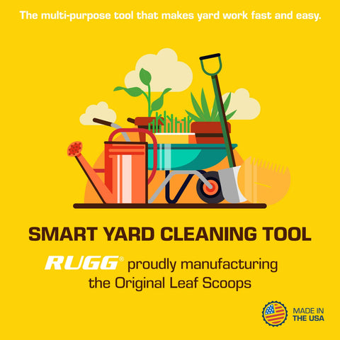 Durable plastic construction of Rugg scoops withstands heavy yard debris.