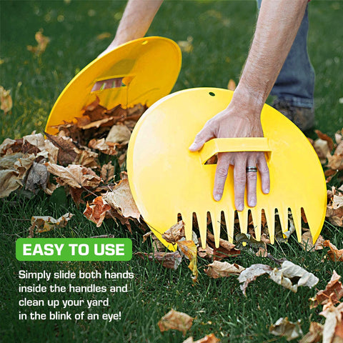 Rugg leaf scoops in a garden setting showing efficient mulch pickup.