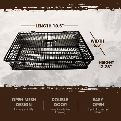 Mousinator top lid open shows quick-release capability from the trap