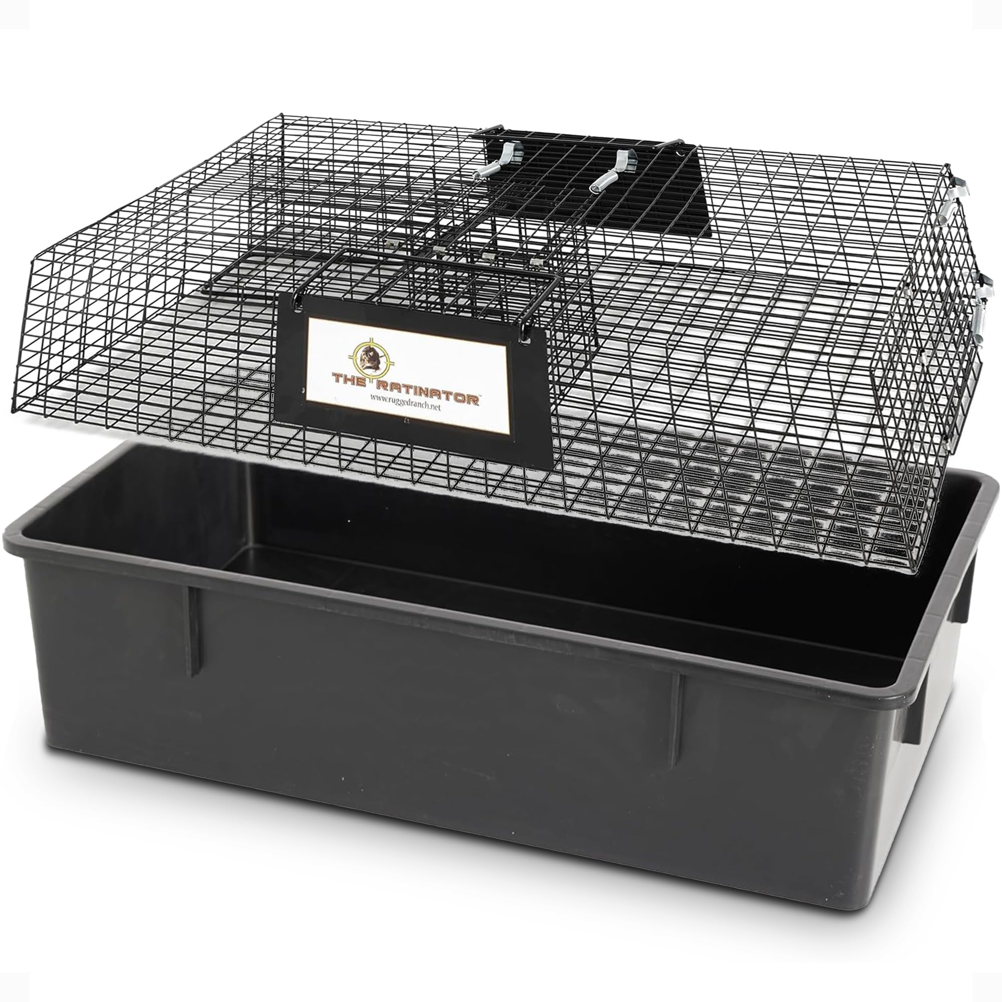 Rugged Ranch Ratinator front view showing humane multi-catch trap for indoors and outdoors