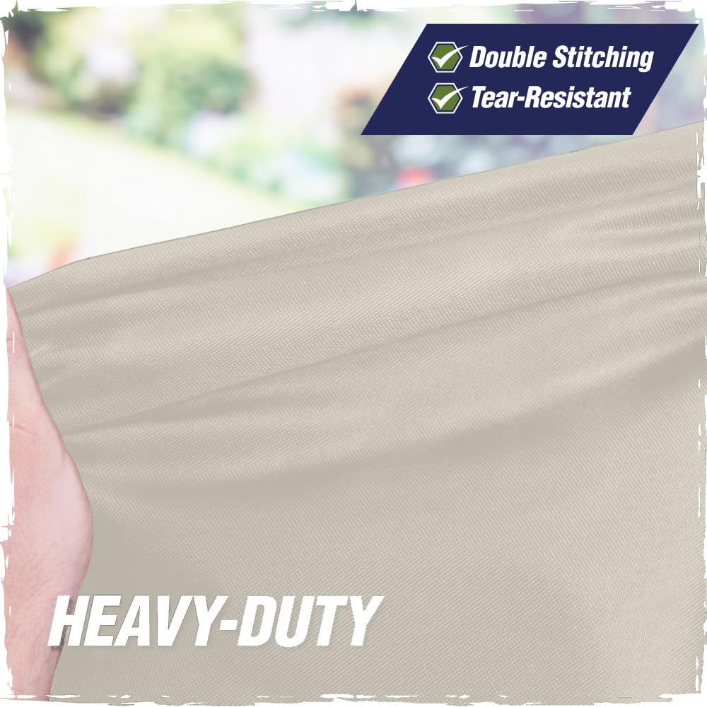 RUGGED RHINO 58-inch grill cover dust and debris resistant for clean storage.