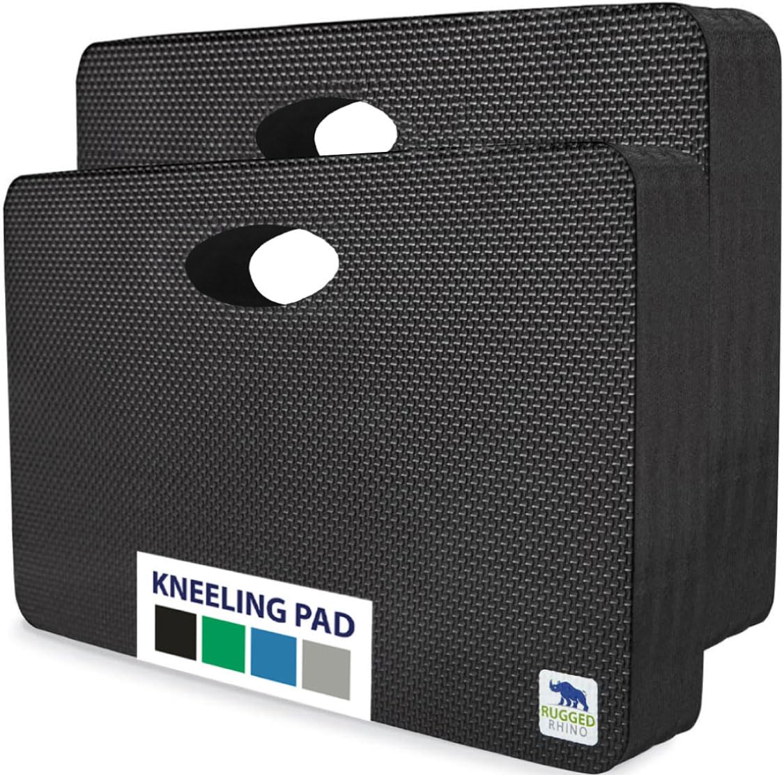 Rugged Rhino kneeling pad back view shows portable 2-pack design for on‑the‑go use.