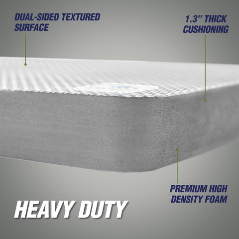 RUGGED RHINO kneeling-pad measures 17.5 by 11 inches for versatile use.
