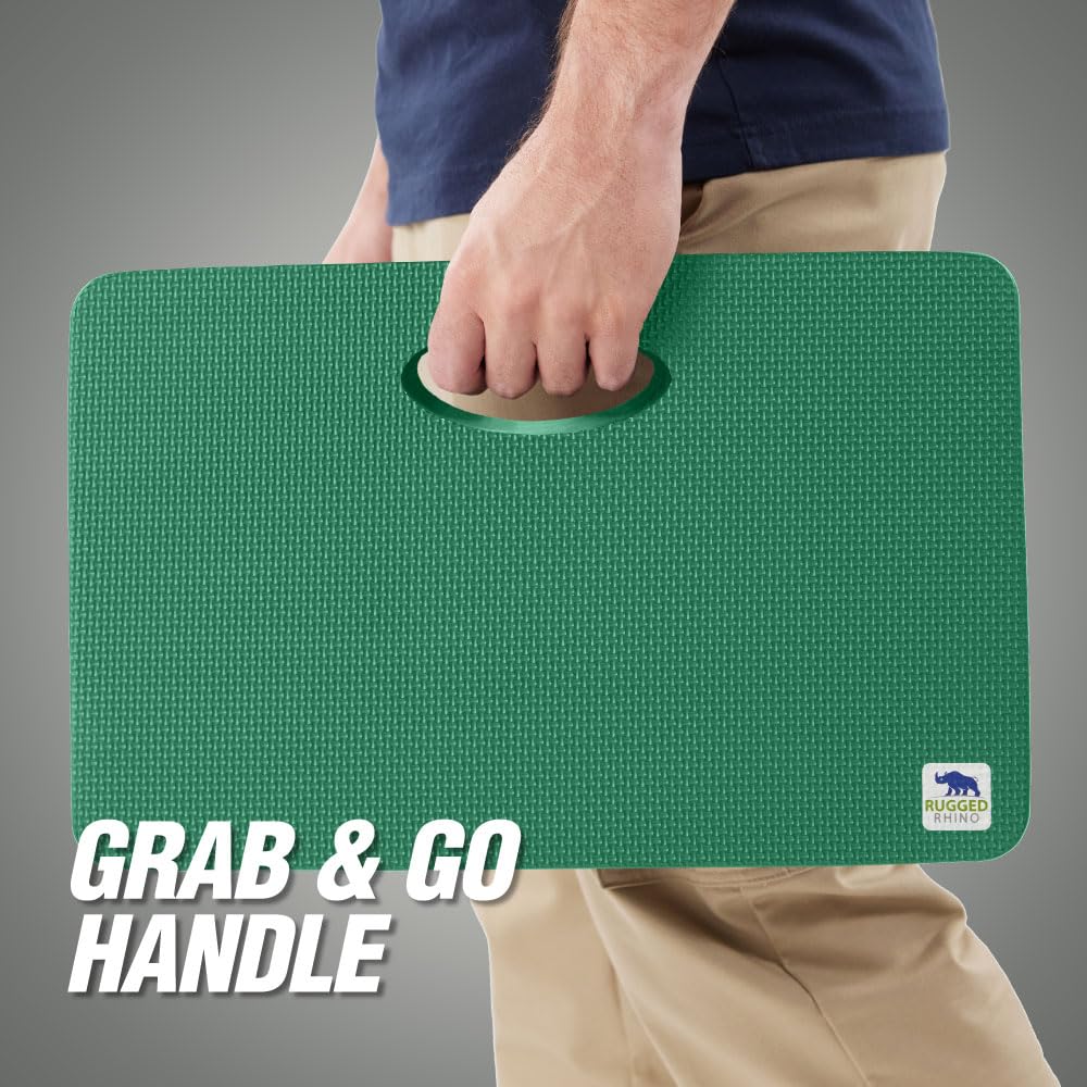 RUGGED RHINO kneeling pad resists dirt and water for outdoors.