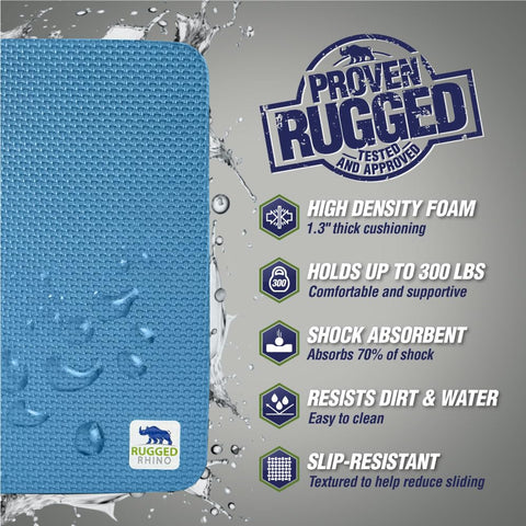 Rugged Rhino kneeling pad side view highlights ergonomic shape and knee-friendly support