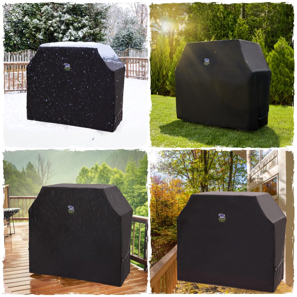 RUGGED RHINO tear-resistant oxford fabric close-up on grill cover