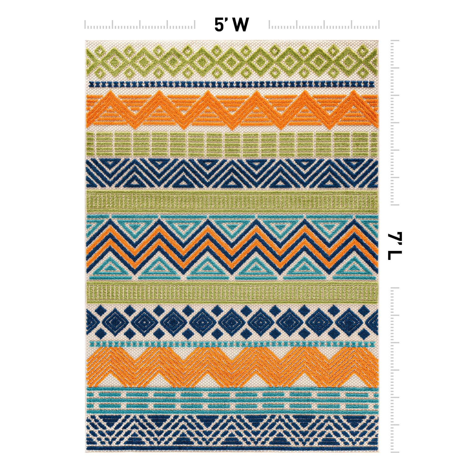 Rugshop Marbella boho tribal pattern adds visual interest in outdoor spaces.