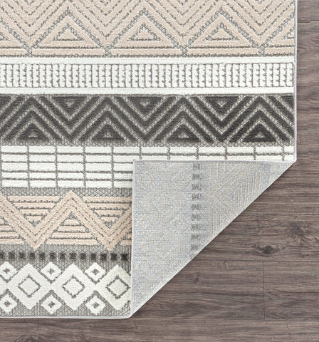 Fade-resistant Marbella boho stripe rug maintaining color outdoors