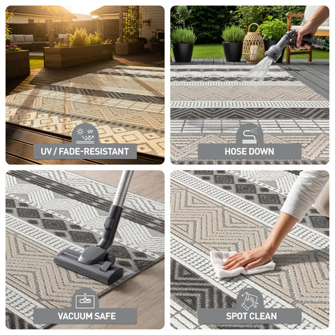 Marbella fast-drying polypropylene rug for quick cleanups