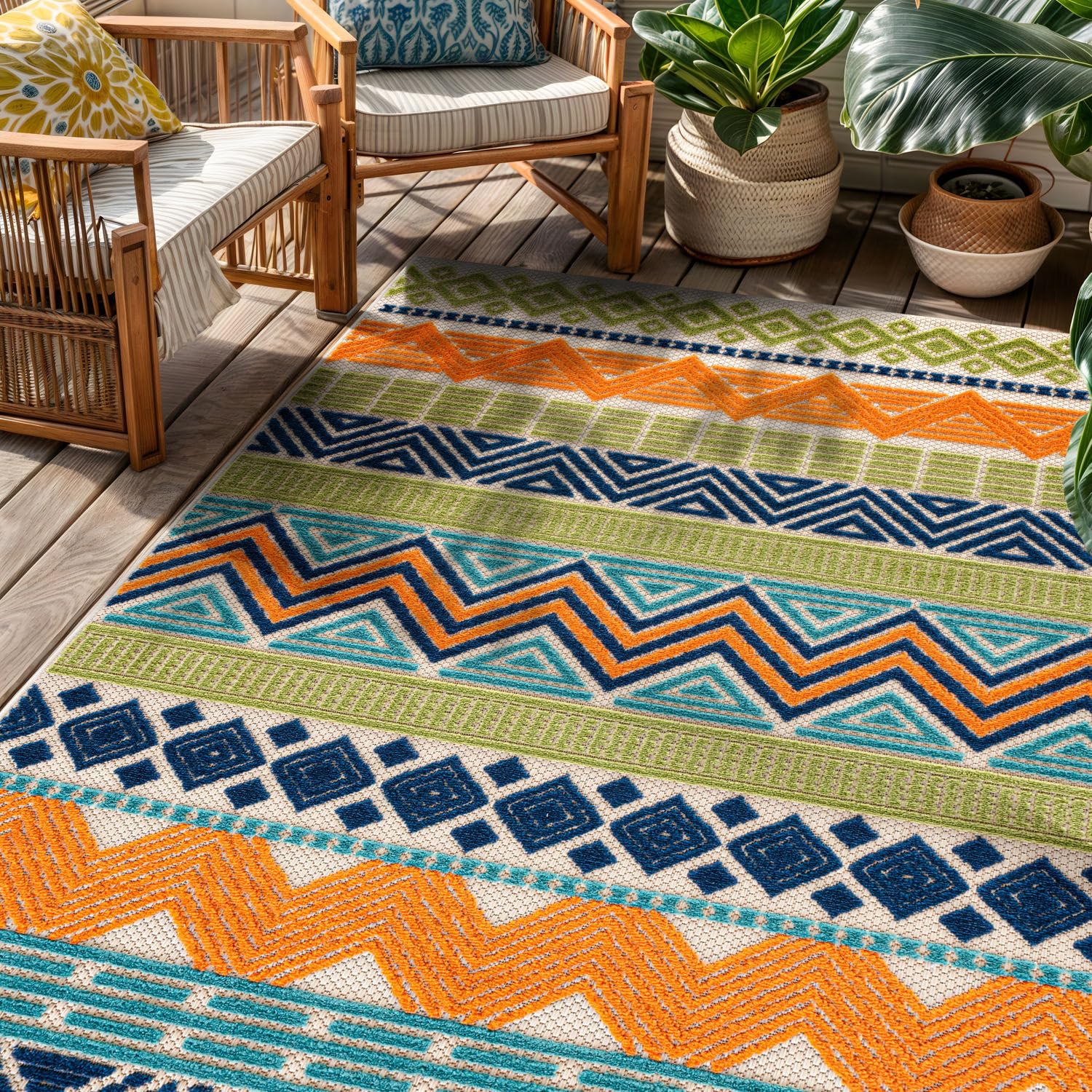 Rugshop Marbella versatile rug for patios, decks, living rooms and kitchens.