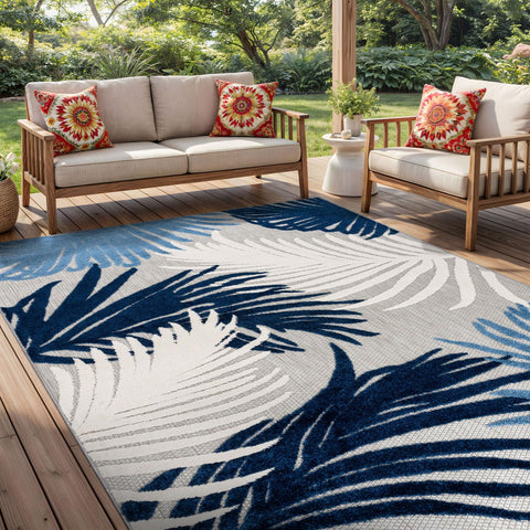 Rugshop Navy Lucca multiple sizes options illustrate flexible fit for various rooms and spaces.