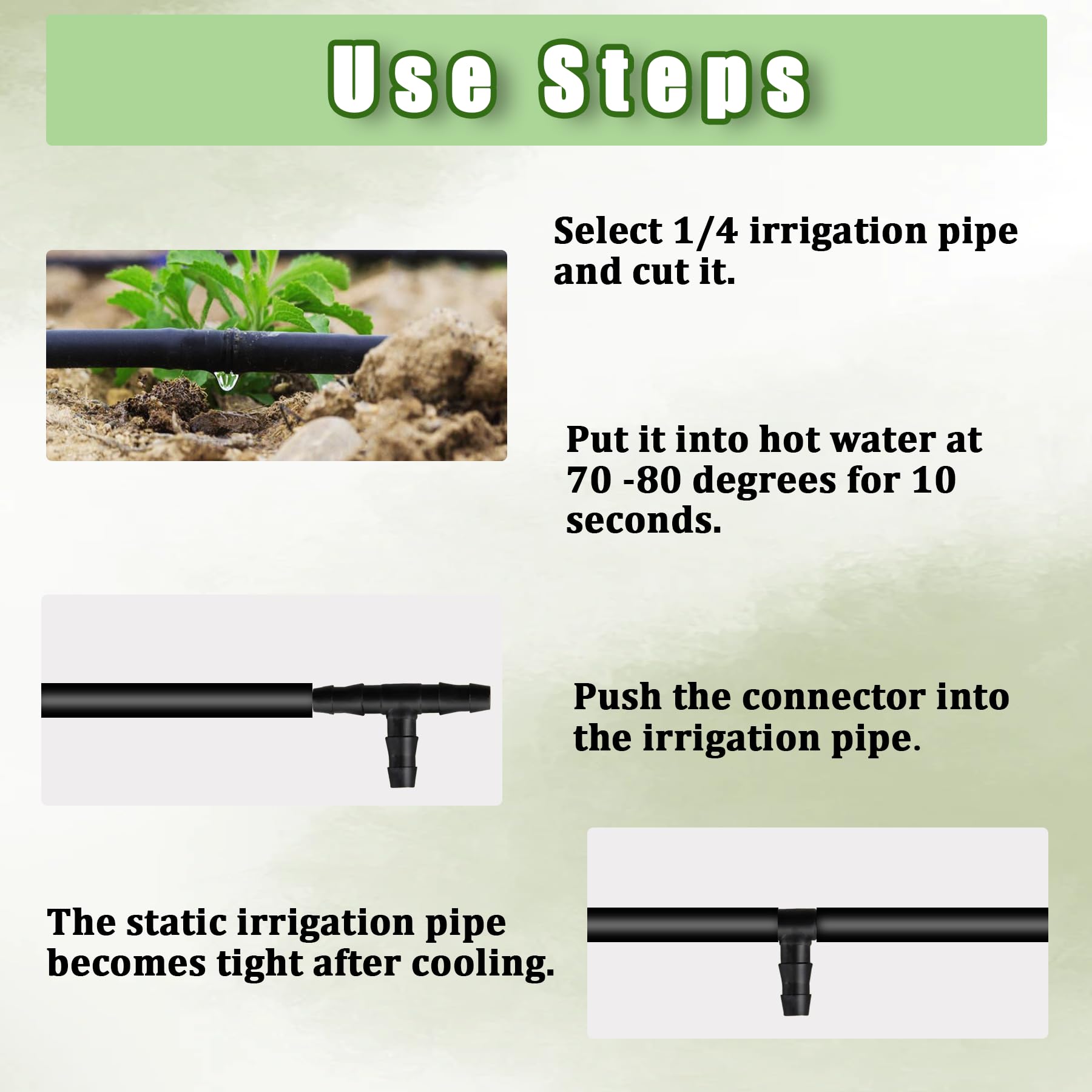 Ruibapa single barb connectors for quick branch connections in gardens
