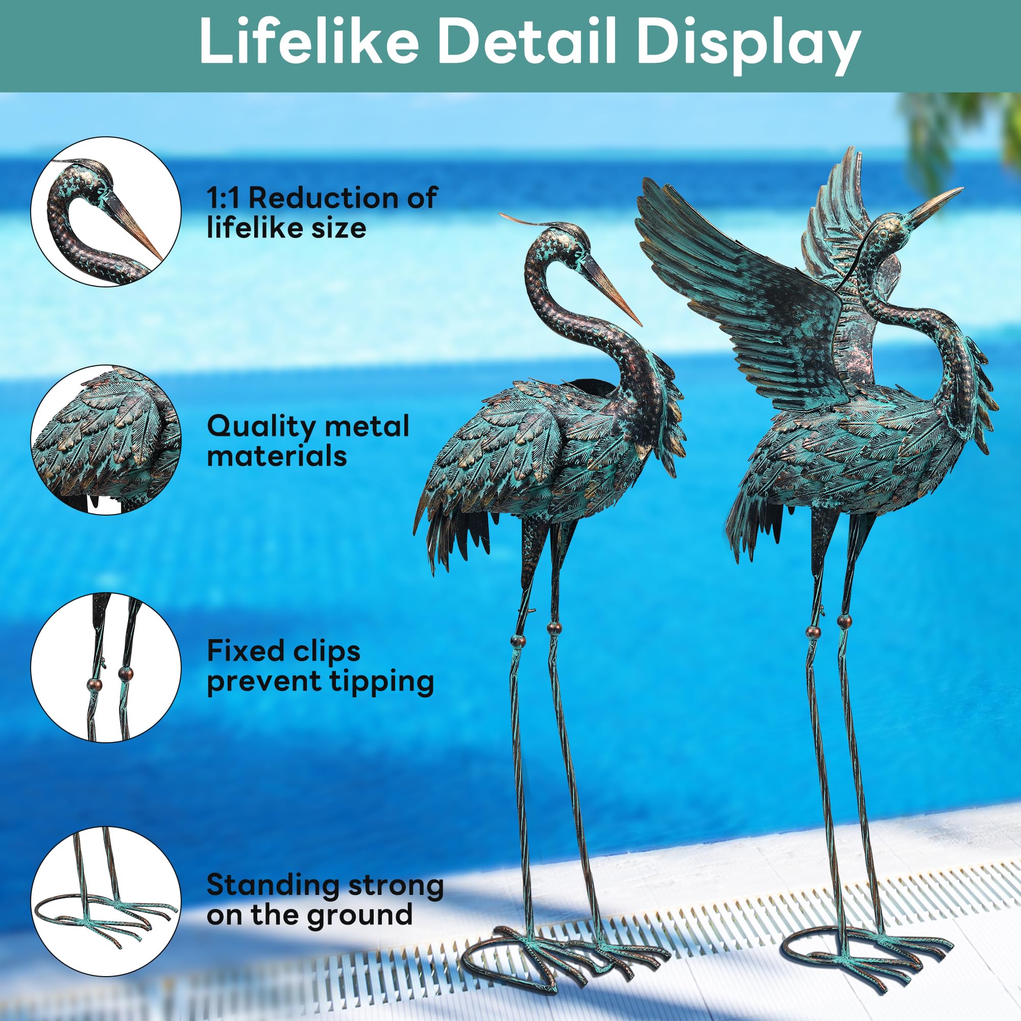 Ruifabo crane statue detail feathers highlights hand-painted realism